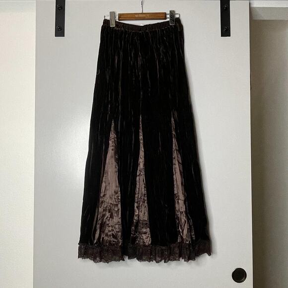 Velvet Brown Maxi Skirt - Picture 3 of 5